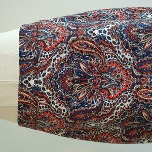 JCrew size 6 blue orange and white paisley pencil skirt